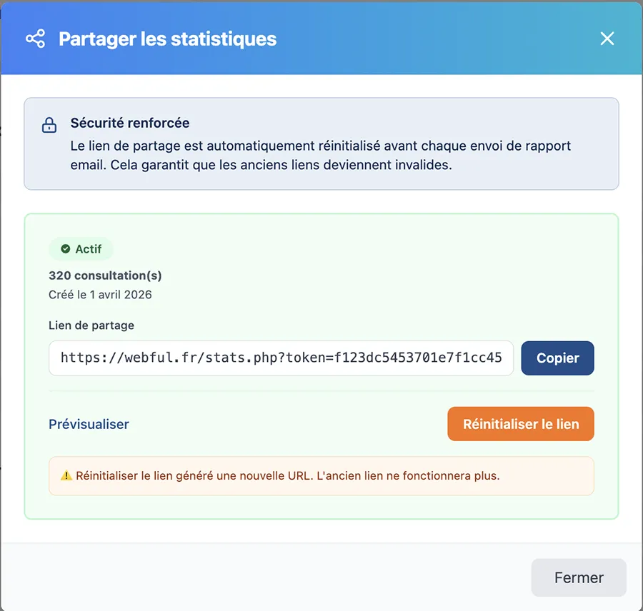 Partage interactif - Statistiques en temps réel