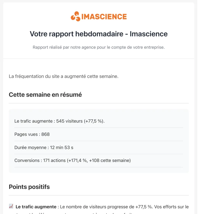 Rapports automatiques par email - Statistiques dans votre boîte mail